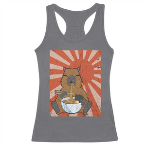 Kawaii Capybara Ramen Racerback Tank Top Cute Capy Meme Japanese Noodles Lover TS02 Charcoal Print Your Wear