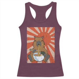 Kawaii Capybara Ramen Racerback Tank Top Cute Capy Meme Japanese Noodles Lover TS02 Maroon Print Your Wear