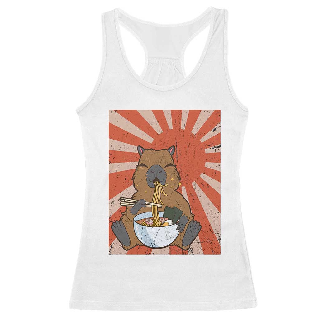 Kawaii Capybara Ramen Racerback Tank Top Cute Capy Meme Japanese Noodles Lover TS02 White Print Your Wear