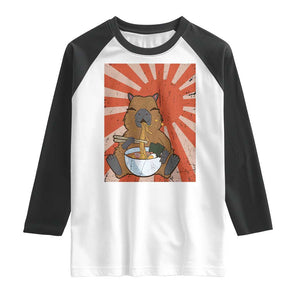 Kawaii Capybara Ramen Raglan Shirt Cute Capy Meme Japanese Noodles Lover TS02 White Black Print Your Wear