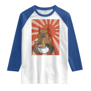 Kawaii Capybara Ramen Raglan Shirt Cute Capy Meme Japanese Noodles Lover TS02 White Royal Print Your Wear