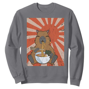 Kawaii Capybara Ramen Sweatshirt Cute Capy Meme Japanese Noodles Lover TS02 Charcoal Print Your Wear