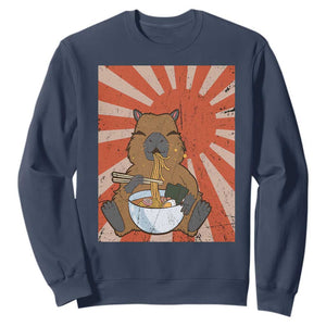 Kawaii Capybara Ramen Sweatshirt Cute Capy Meme Japanese Noodles Lover TS02 Navy Print Your Wear
