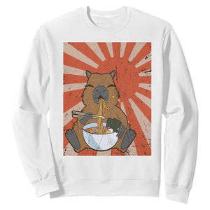 Kawaii Capybara Ramen Sweatshirt Cute Capy Meme Japanese Noodles Lover TS02 White Print Your Wear