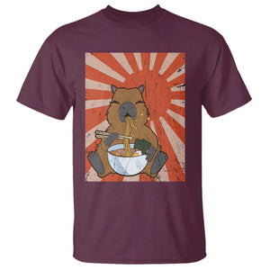 Kawaii Capybara Ramen T Shirt Cute Capy Meme Japanese Noodles Lover TS02 Maroon Print Your Wear