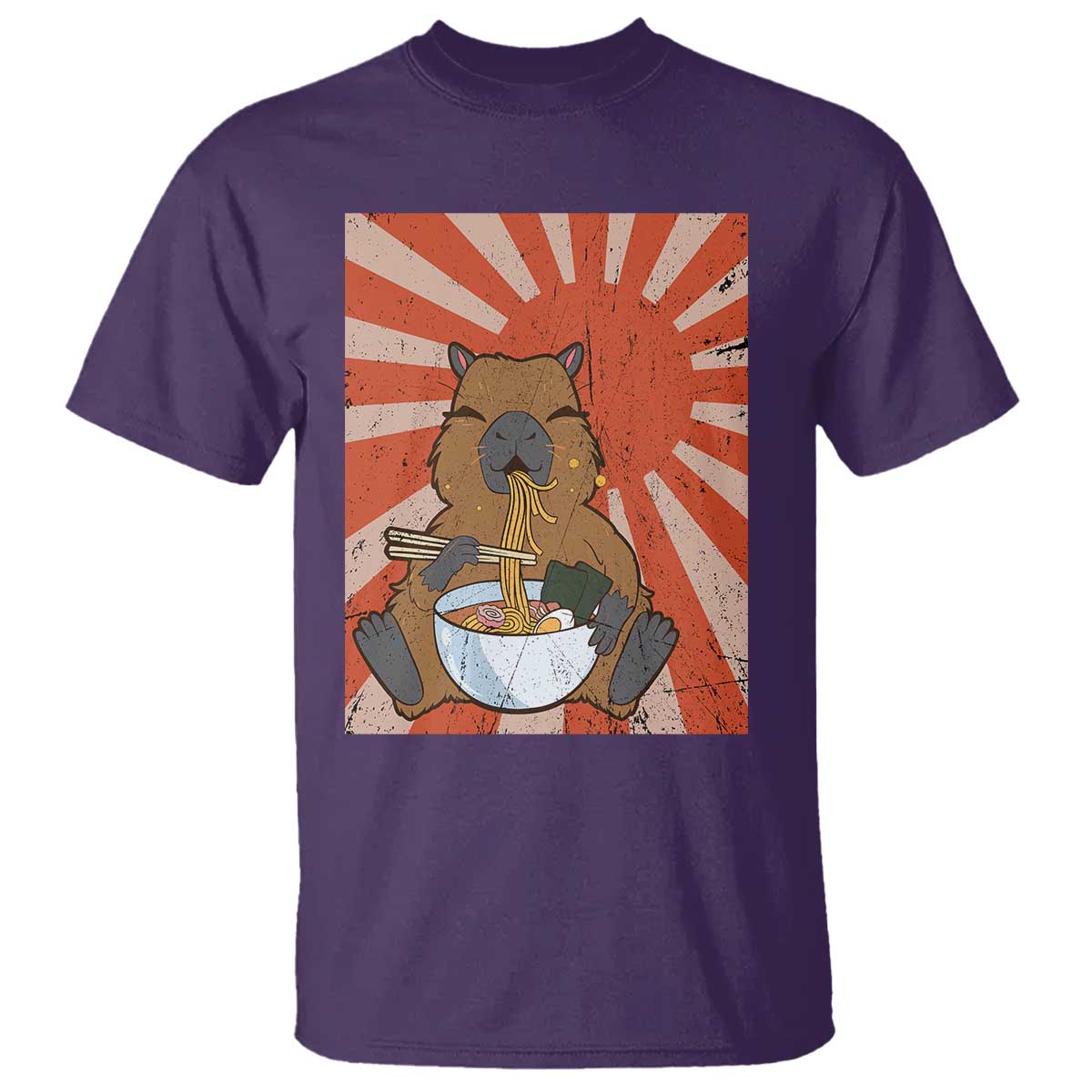 Kawaii Capybara Ramen T Shirt Cute Capy Meme Japanese Noodles Lover TS02 Purple Print Your Wear