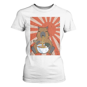 Kawaii Capybara Ramen T Shirt For Women Cute Capy Meme Japanese Noodles Lover TS02 White Print Your Wear