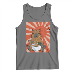 Kawaii Capybara Ramen Tank Top Cute Capy Meme Japanese Noodles Lover TS02 Black Heather Print Your Wear