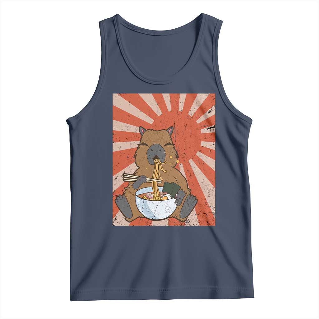Kawaii Capybara Ramen Tank Top Cute Capy Meme Japanese Noodles Lover TS02 Navy Print Your Wear
