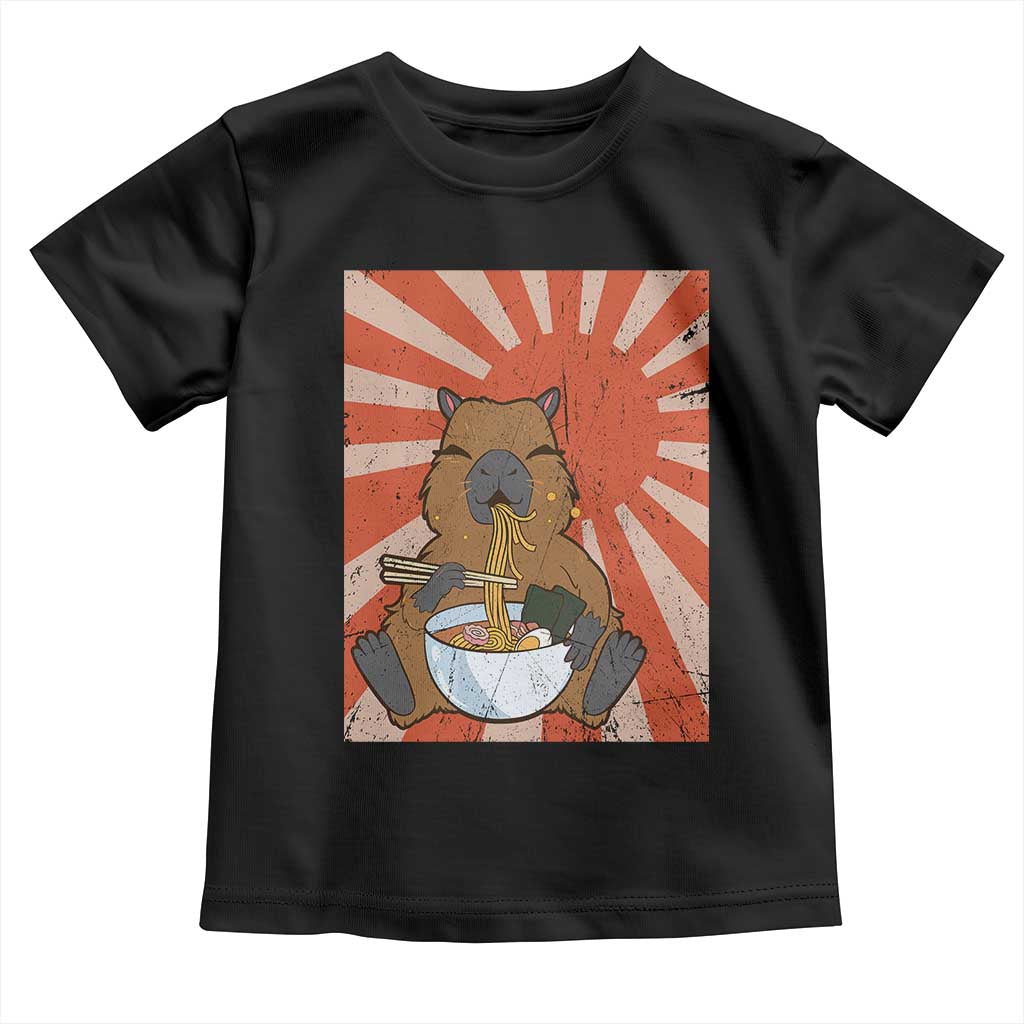 Kawaii Capybara Ramen Toddler T Shirt Cute Capy Meme Japanese Noodles Lover TS02 Black Print Your Wear