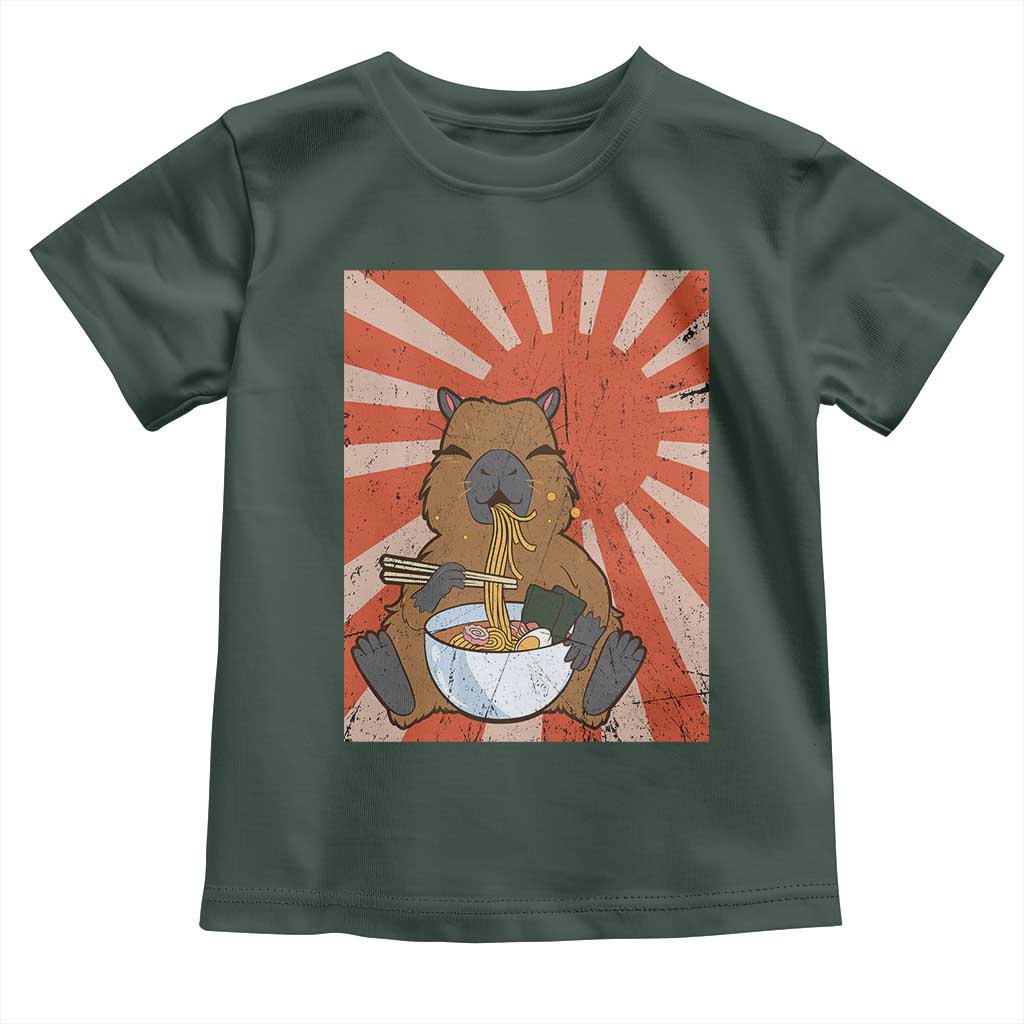 Kawaii Capybara Ramen Toddler T Shirt Cute Capy Meme Japanese Noodles Lover TS02 Dark Forest Green Print Your Wear