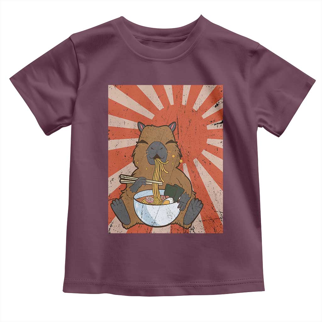 Kawaii Capybara Ramen Toddler T Shirt Cute Capy Meme Japanese Noodles Lover TS02 Maroon Print Your Wear