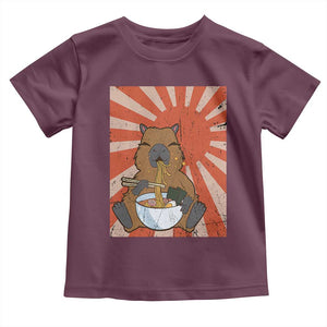 Kawaii Capybara Ramen Toddler T Shirt Cute Capy Meme Japanese Noodles Lover TS02 Maroon Print Your Wear