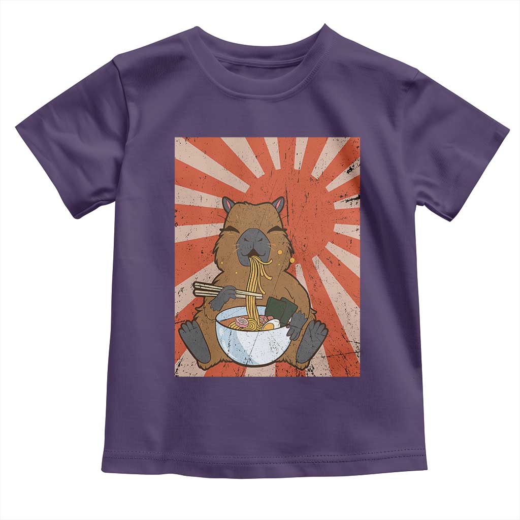 Kawaii Capybara Ramen Toddler T Shirt Cute Capy Meme Japanese Noodles Lover TS02 Purple Print Your Wear