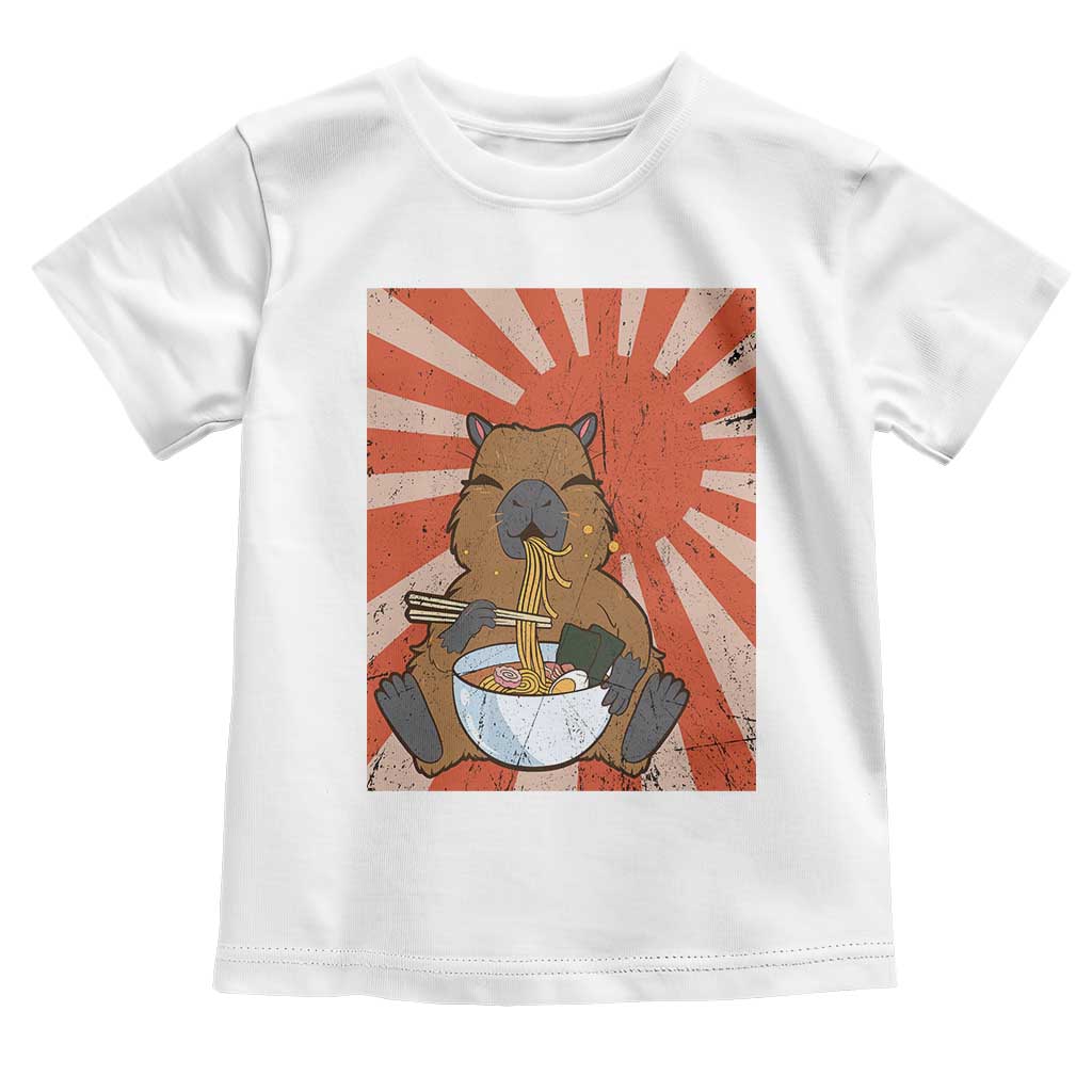 Kawaii Capybara Ramen Toddler T Shirt Cute Capy Meme Japanese Noodles Lover TS02 White Print Your Wear