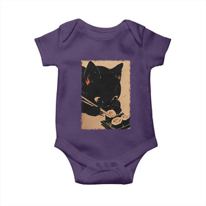 Kawaii Cat Eating Sushi Baby Onesie Japanese Anime Manga Otaku Retro Vintage Graphic TS02 Purple Print Your Wear