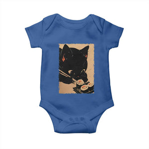 Kawaii Cat Eating Sushi Baby Onesie Japanese Anime Manga Otaku Retro Vintage Graphic TS02 Royal Blue Print Your Wear