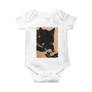 Kawaii Cat Eating Sushi Baby Onesie Japanese Anime Manga Otaku Retro Vintage Graphic TS02 White Print Your Wear