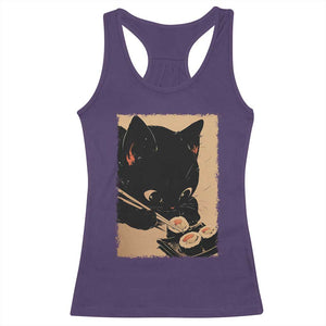 Kawaii Cat Eating Sushi Racerback Tank Top Japanese Anime Manga Otaku Retro Vintage Graphic TS02 Purple Print Your Wear