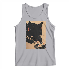 Kawaii Cat Eating Sushi Tank Top Japanese Anime Manga Otaku Retro Vintage Graphic TS02 Athletic Heather Print Your Wear