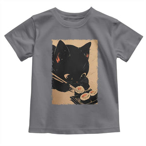 Kawaii Cat Eating Sushi Toddler T Shirt Japanese Anime Manga Otaku Retro Vintage Graphic TS02 Charcoal Print Your Wear
