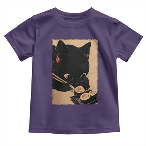 Kawaii Cat Eating Sushi Toddler T Shirt Japanese Anime Manga Otaku Retro Vintage Graphic TS02 Purple Print Your Wear