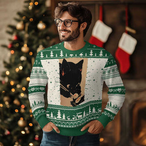 Kawaii Cat Eating Sushi Ugly Christmas Sweater Japanese Anime Manga Otaku Retro Vintage Graphic TS02 Green Print Your Wear