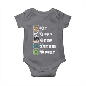 Eat Sleep Anime Gaming Repeat Baby Onesie Kawaii Otaku Gamer Manga Lover TS02 Charcoal Print Your Wear