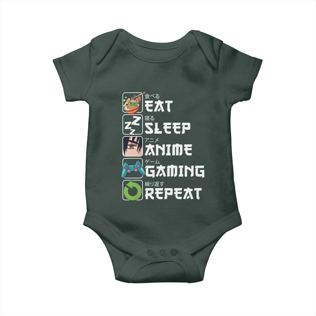 Eat Sleep Anime Gaming Repeat Baby Onesie Kawaii Otaku Gamer Manga Lover TS02 Print Your Wear