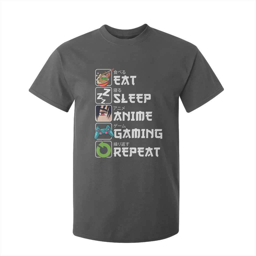 Eat Sleep Anime Gaming Repeat T Shirt For Kid Kawaii Otaku Gamer Manga Lover TS02 Dark Heather Print Your Wear
