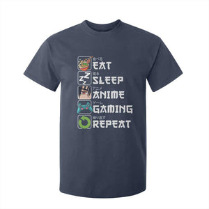Eat Sleep Anime Gaming Repeat T Shirt For Kid Kawaii Otaku Gamer Manga Lover TS02 Navy Print Your Wear