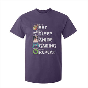 Eat Sleep Anime Gaming Repeat T Shirt For Kid Kawaii Otaku Gamer Manga Lover TS02 Purple Print Your Wear