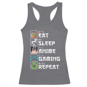 Eat Sleep Anime Gaming Repeat Racerback Tank Top Kawaii Otaku Gamer Manga Lover TS02 Charcoal Print Your Wear
