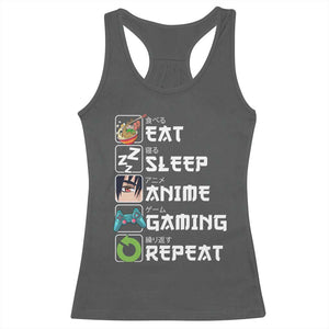 Eat Sleep Anime Gaming Repeat Racerback Tank Top Kawaii Otaku Gamer Manga Lover TS02 Dark Heather Print Your Wear