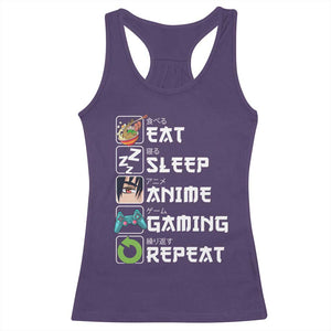 Eat Sleep Anime Gaming Repeat Racerback Tank Top Kawaii Otaku Gamer Manga Lover TS02 Purple Print Your Wear