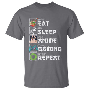 Eat Sleep Anime Gaming Repeat T Shirt Kawaii Otaku Gamer Manga Lover TS02 Charcoal Print Your Wear