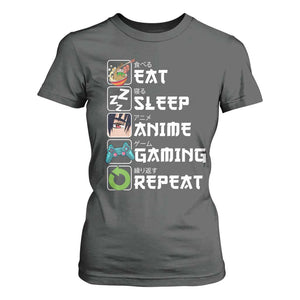 Eat Sleep Anime Gaming Repeat T Shirt For Women Kawaii Otaku Gamer Manga Lover TS02 Dark Heather Print Your Wear
