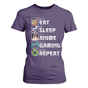 Eat Sleep Anime Gaming Repeat T Shirt For Women Kawaii Otaku Gamer Manga Lover TS02 Purple Print Your Wear