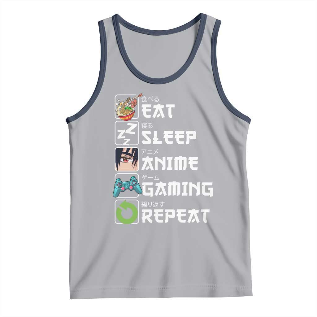 Eat Sleep Anime Gaming Repeat Tank Top Kawaii Otaku Gamer Manga Lover TS02 Athletic Heather Navy Print Your Wear