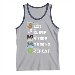 Eat Sleep Anime Gaming Repeat Tank Top Kawaii Otaku Gamer Manga Lover TS02 Athletic Heather Navy Print Your Wear