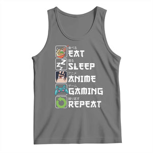 Eat Sleep Anime Gaming Repeat Tank Top Kawaii Otaku Gamer Manga Lover TS02 Black Heather Print Your Wear
