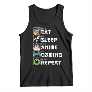 Eat Sleep Anime Gaming Repeat Tank Top Kawaii Otaku Gamer Manga Lover TS02 Black Print Your Wear