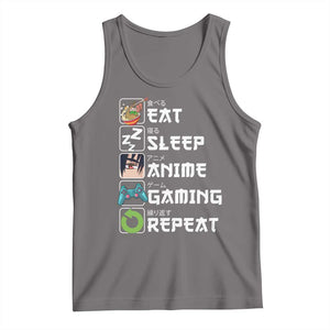 Eat Sleep Anime Gaming Repeat Tank Top Kawaii Otaku Gamer Manga Lover TS02 Deep Heather Print Your Wear