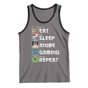 Eat Sleep Anime Gaming Repeat Tank Top Kawaii Otaku Gamer Manga Lover TS02 Deep Heather Black Print Your Wear