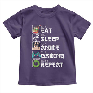Eat Sleep Anime Gaming Repeat Toddler T Shirt Kawaii Otaku Gamer Manga Lover TS02 Purple Print Your Wear