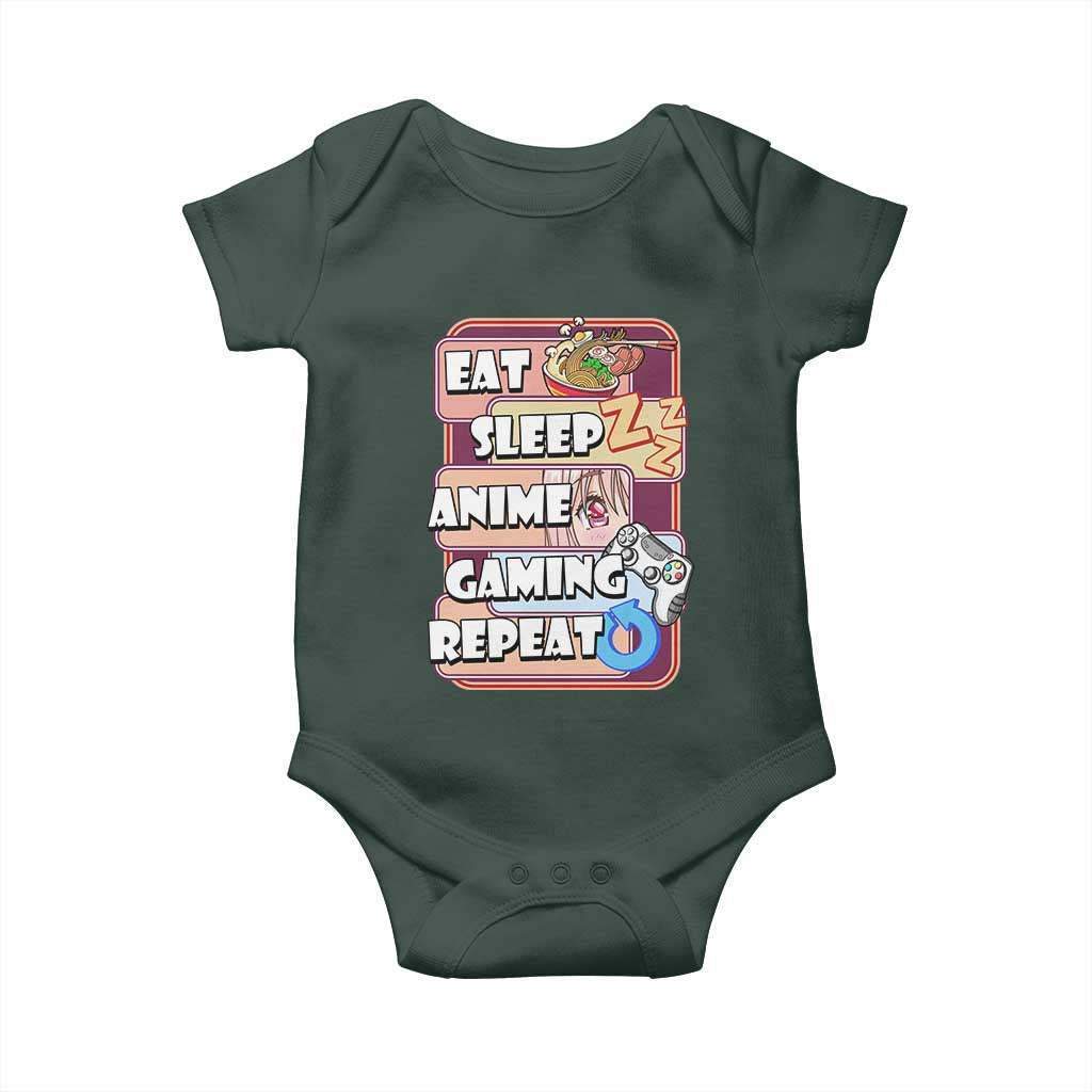 Eat Sleep Anime Gaming Repeat Baby Onesie Kawaii Otaku Manga Ramen Lover TS02 Print Your Wear