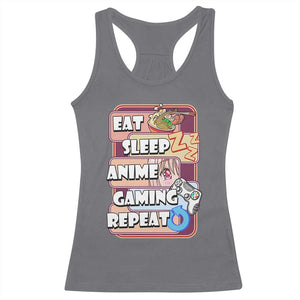Eat Sleep Anime Gaming Repeat Racerback Tank Top Kawaii Otaku Manga Ramen Lover TS02 Charcoal Print Your Wear