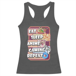 Eat Sleep Anime Gaming Repeat Racerback Tank Top Kawaii Otaku Manga Ramen Lover TS02 Dark Heather Print Your Wear