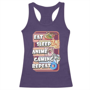 Eat Sleep Anime Gaming Repeat Racerback Tank Top Kawaii Otaku Manga Ramen Lover TS02 Purple Print Your Wear