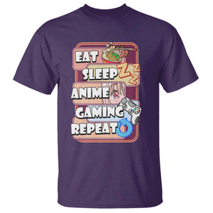 Eat Sleep Anime Gaming Repeat T Shirt Kawaii Otaku Manga Ramen Lover TS02 Purple Print Your Wear
